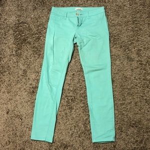 Mint blue skinny jeans